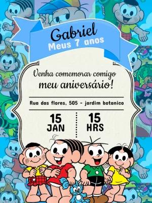 Convite de Aniversário Turma da Mônica para Editar Online
