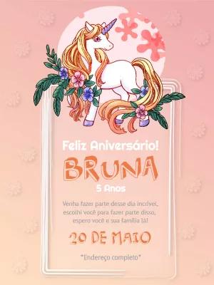 Convite de Aniversário Unicórnio Encantado para Editar Online