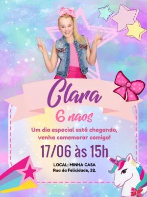 Convite de Aniversário Jojo Siwa para Editar Online