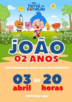 Convite Plim Plim Herói do Coração para Editar Online