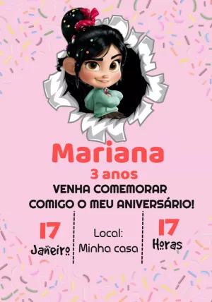 Convite Aniversário Detona Ralph com Vanellope Editável Online