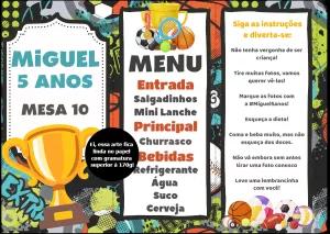 Menu de Aniversário Esportes com Bolas para Editar Online