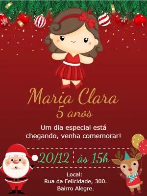 Convite de Aniversário Natal Menina para Editar Online