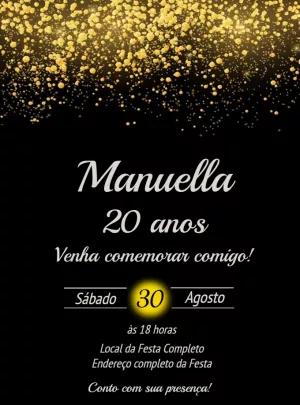 Convite de Aniversário Glitter Dourado para Editar Online