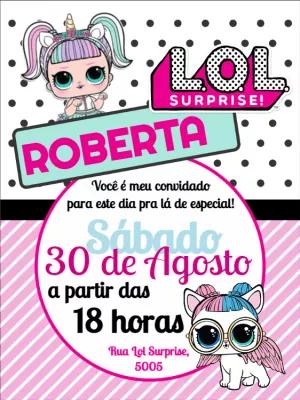 Convite de Aniversário Lol Surprise para Editar Online