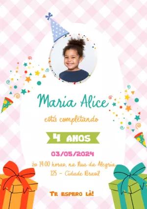 Convite de Aniversário Infantil com Foto para Editar Online