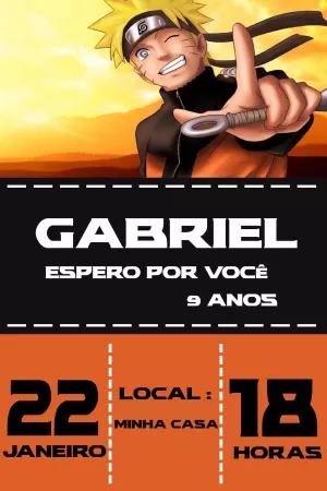 Convite Naruto Editável para Festa de Aniversário