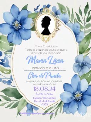 Convite Chá de Panela Bridgerton Floral para Editar Online