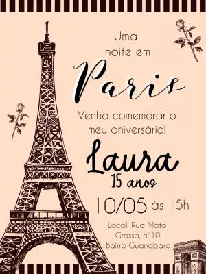 Convite de Aniversário Paris Elegante para Editar Online