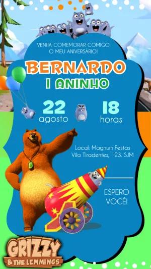 Convite de Aniversário Grizzy & the Lemmings para Editar Online