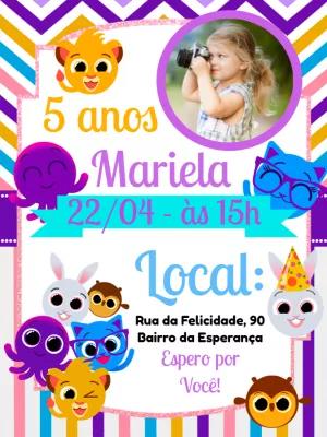 Convite de Aniversário Bolofofos com Foto para Editar