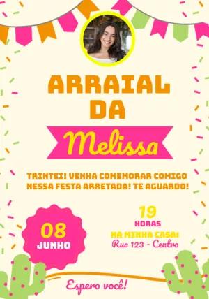 Convite Aniversário Arraial Festa Junina com Foto para Editar
