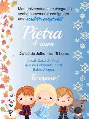 Convite Aniversário Frozen Cute para Editar Online