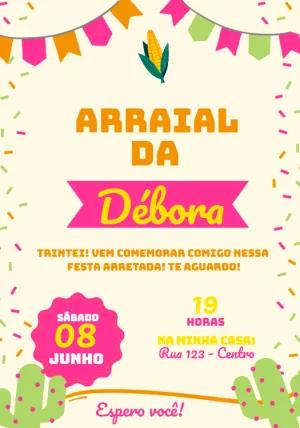 Convite de Aniversário Festa Junina Arraial para Editar Online