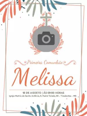 Convite Primeira Comunhão com Foto para Editar Online