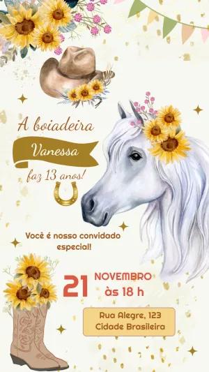Convite de Aniversário Country Boiadeira Editável Online