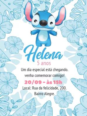 Convite de Aniversário Stitch Tropical para Editar Online