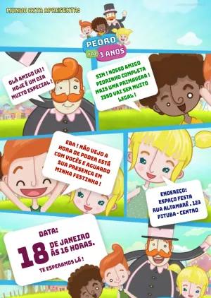 Convite Aniversário Mundo Bita Gibi para Editar Online