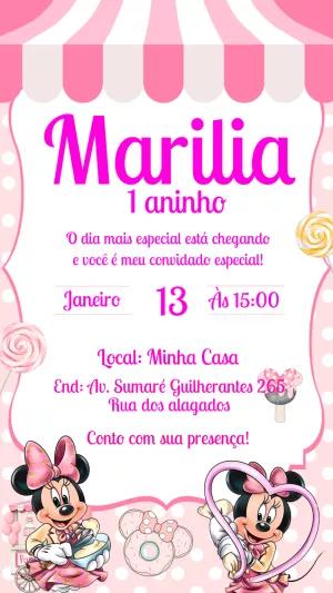 Convite Aniversário Confeitaria da Minnie para Editar Online