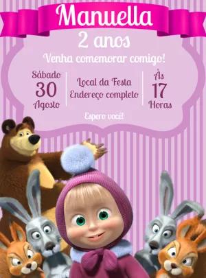 Convite Aniversário Masha e o Urso para Editar Online