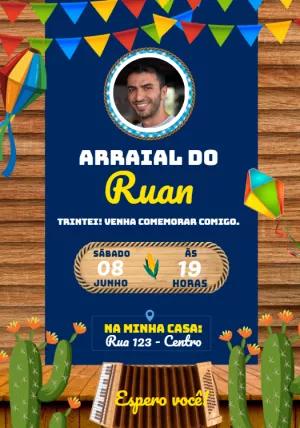 Convite de Aniversário Festa Junina com Foto para Editar