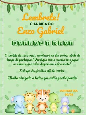 Lembrete Chá Rifa Safari com Animais Fofos para Editar