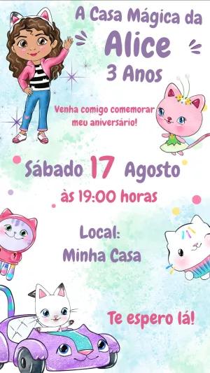 Convite de Aniversário A Casa Mágica da Gabby para Editar
