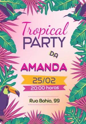 Convite Aniversário Tropical com Tucano para Editar Online