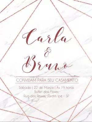 Convite de Casamento Geométrico Rose Gold para Editar Online