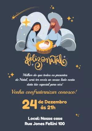 Convite de Natal com Presépio para Editar Online