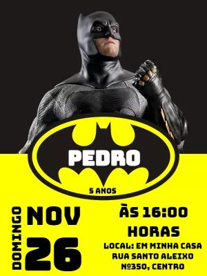 Convite de Aniversário do Batman para Editar e Personalizar