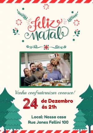 Convite de Natal com Foto Personalizável para Editar Online