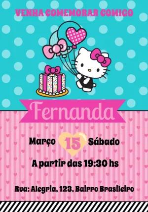Convite de Aniversário Hello Kitty para Editar Online