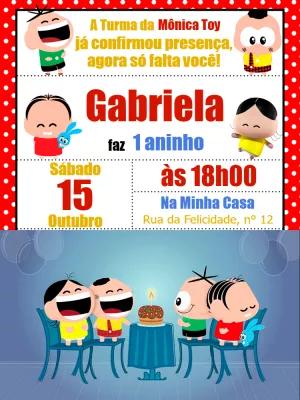Convite Aniversário Turma da Mônica Toy para Editar Online