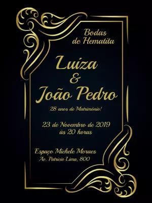 Convite Bodas de Hematita Dourado para Editar Online