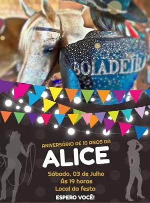 Convite de Aniversário Boiadeira Country para Editar Online