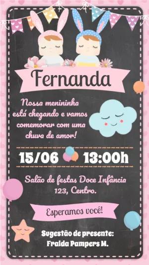 Convite Chá de Fraldas Bonequinhas Metoo Editável Online