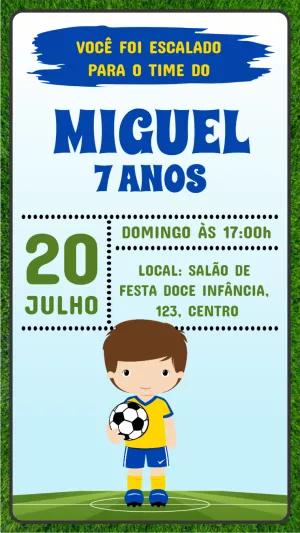 Convite de Aniversário Futebol Seleção para Editar Online