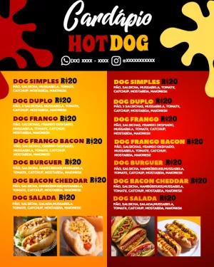 Cardápio de Hot Dog Moderno para Editar Online e Imprimir