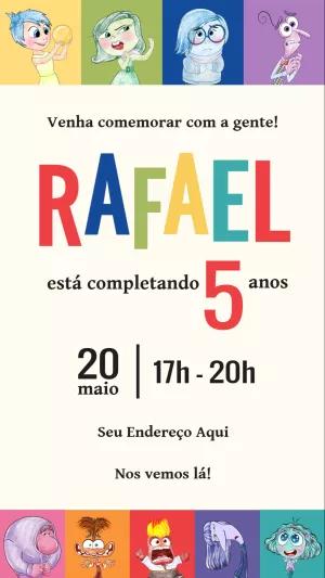 Convite Aniversário Divertida Mente com Personagens para Editar