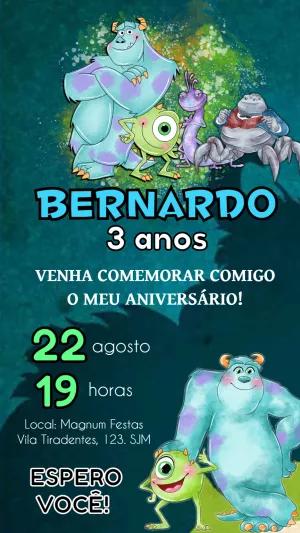 Convite de Aniversário Monstros SA para Editar Online