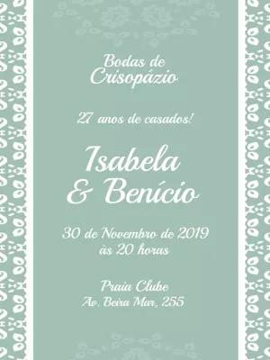 Convite Bodas de Crisopázio Elegante para Editar Online