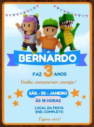Convite Stumble Guys Editável Online para Aniversário Infantil