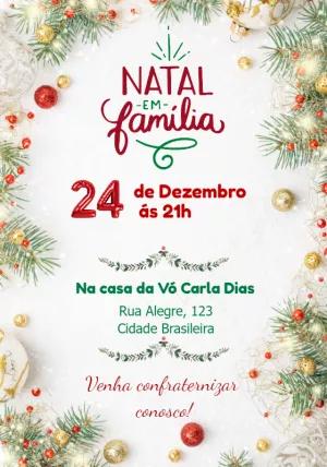 Convite de Natal em Família Editável Online para Imprimir