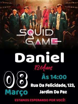 Convite de Aniversário Round 6 Editável Online com Personagens