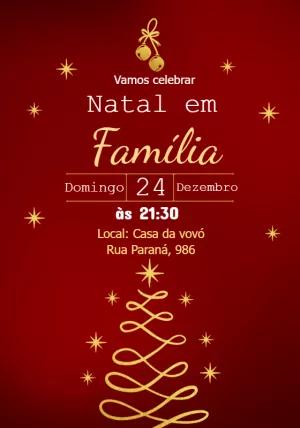 Convite de Natal Elegante com Árvore Dourada para Editar
