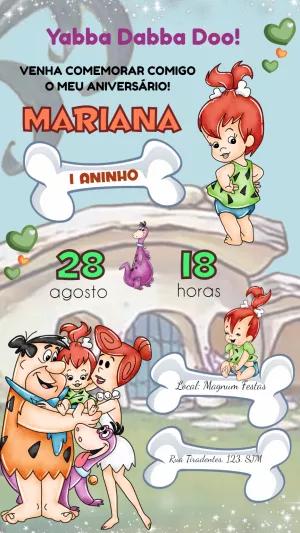 Convite de Aniversário Pedrita Flintstones para Editar Online