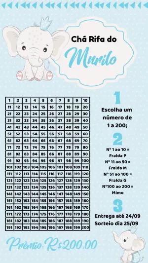 Chá Rifa Elefantinho: Convite Editável Online para Imprimir