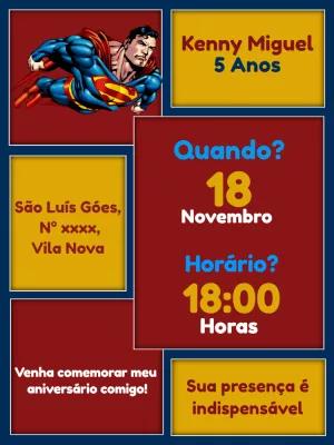 Convite de Aniversário Superman Editável para Imprimir