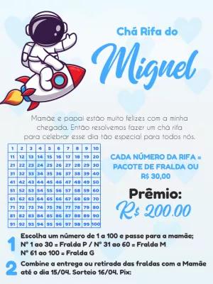 Convite Chá Rifa Astronauta Fofo para Editar Online
